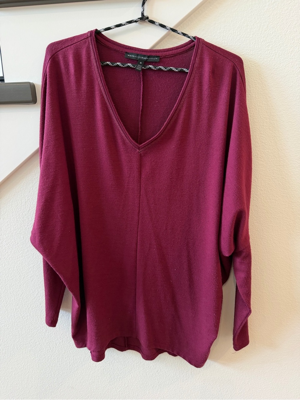 White House Black Market Berry V-Neck Sweater